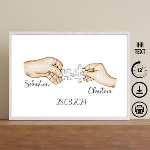Aquarell Hände mit Namen, Digitaler Download, Poster, Karte, DIN A12345, Geschenk Kennenlerntag, Verlobung, Hochzeitstag, Hochzeit, Trauung
