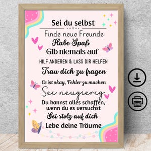 Geschenk zur Einschulung, Erster Schultag, Schulkinder Affirmationsposter Dekoration Kinderzimmer Poster Karte Digitaler Download, DIN 12345