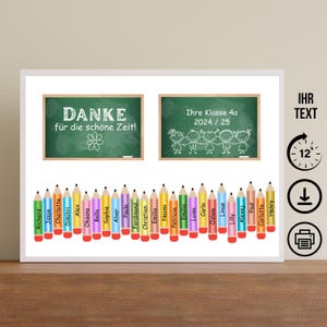 Abschiedsgeschenk für Lehrerin, Stifte mit Namen, Digitaler Download, Poster, Karte, DIN A12345, Geschenk Dankeschön Erzieherin Hort Team