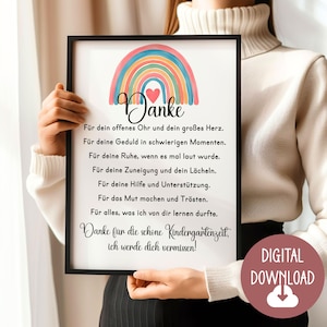 Abschiedsgeschenk für Erzieherin, Dankeschön Widmung, Digitaler Download, Poster Karte DINA12345 Geschenk Kindergarten Kita Leiter Abschied