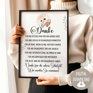 Abschiedsgeschenk für Lehrerin, Erzieherin, Dankeschön Gedicht, Digitaler Download, Poster Karte DINA12345 Geschenk Grundschule Schulklasse