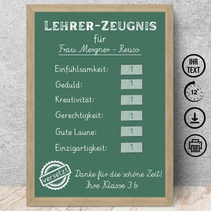 Certificado de regalo de despedida para profesores de primaria, regalo, regalo de despedida para profesores, descarga digital, póster, DIN A12345