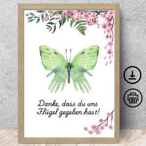 Danke Abschiedsgeschenk Kindergarten Erzieherin, Tagesmutter, Lehrerin, Handabdrücke mit Widmung, Poster, Karte, Digitaler Download, DIN