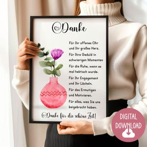 Abschiedsgeschenk für Lehrerin, Erzieherin, Dankeschön Gedicht, Digitaler Download, Poster Karte DINA12345 Geschenk Grundschule Schulklasse