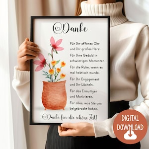 Regalo de despedida para maestro, educador, poema de agradecimiento, descarga digital, tarjeta de póster DINA12345 regalo escuela primaria clase escolar