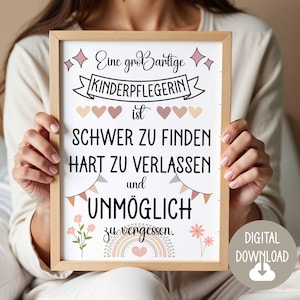 Cadeau pour puéricultrice, merci dédicace, téléchargement numérique, carte affiche DINA12345 cadeau d'adieu maternelle crèche merci