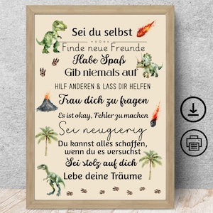 Regalo para la inscripción escolar, primer día de colegio, cartel de afirmación para niños en edad escolar, decoración de habitación infantil, tarjeta de póster, descarga digital, DIN 12345