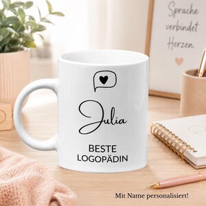 Tasse mit Name beste Logopädin | Geschenk für Logopäde | Dankeschön Abschiedsgeschenk | Logopäden Praxisteam Danke