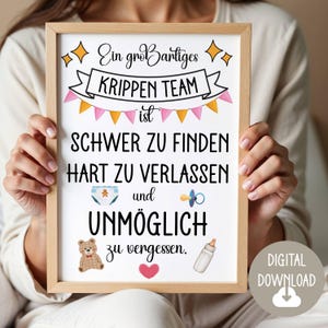 Regalo para el equipo de la guardería, agradecimiento dedicación, descarga digital, tarjeta de póster DINA12345 regalo de despedida guardería jardín de infantes gracias