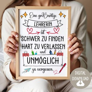 Cadeau pour enseignant, remerciement dédicace, téléchargement numérique, carte affiche DINA12345 cadeau d'adieu enseignante directrice d'école primaire