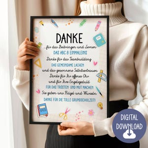 Regalo de despedida para maestro, poema de agradecimiento, descarga digital, tarjeta de póster DINA12345 regalo escuela primaria clase maestro