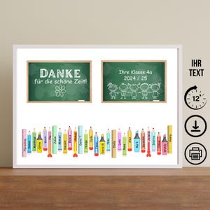 Abschiedsgeschenk für Lehrerin, Stifte mit Namen, Digitaler Download, Poster, Karte, DIN A12345, Geschenk Dankeschön Erzieherin Hort Team