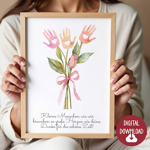 Presente de despedida de agradecimento a professora de jardim de infância, babá, professora, flores impressas com dedicatória, pôster, cartão digital para download, DIN