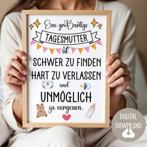 Geschenk für Tagesmutter, Dankeschön Widmung, Digitaler Download, Poster Karte DINA12345 Abschiedsgeschenk Tagesmutter, Krippe, Kindergarten