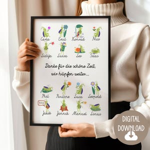 Abschiedsgeschenk Vorschulkinder für Erzieherin, Kindergarten, Kita Team Grashüpfer mit Namen Widmung, Digitaler Download Poster, DIN A12345
