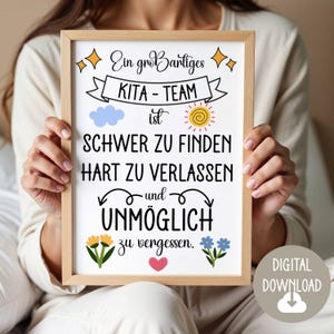 Geschenk für Kita-Team, Dankeschön Widmung, Digitaler Download, Poster Karte DINA12345 Abschiedsgeschenk Kindergarten Erzieherin Dankeschön