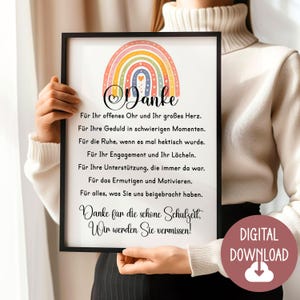 Abschiedsgeschenk für Lehrerin, Erzieherin, Dankeschön Gedicht, Digitaler Download, Poster Karte DINA12345 Geschenk Grundschule Schulklasse