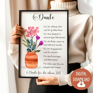 Cadeau d'adieu pour enseignant, éducateur, poème de remerciement, téléchargement numérique, carte affiche DINA12345 cadeau école primaire classe