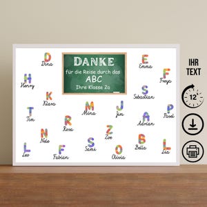Abschiedsgeschenk für Lehrerin, Tafel, Buchstaben mit Namen, Digitaler Download, Poster, Karte, DIN A12345, Geschenk Dankeschön Erzieherin