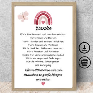 Regalo de despedida de agradecimiento para maestras de jardín de infantes, niñeras, maestras, arcoíris con dedicatoria, tarjeta de póster descargable digital, DIN A12345