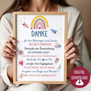 Cadeau d'adieu pour enseignant, poème de remerciement, téléchargement numérique, carte affiche DINA12345 cadeau éducateur de classe d'école primaire