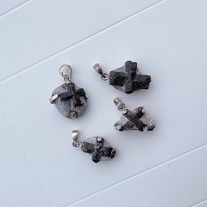 Staurolite Fairy Cross Pendant with Silver