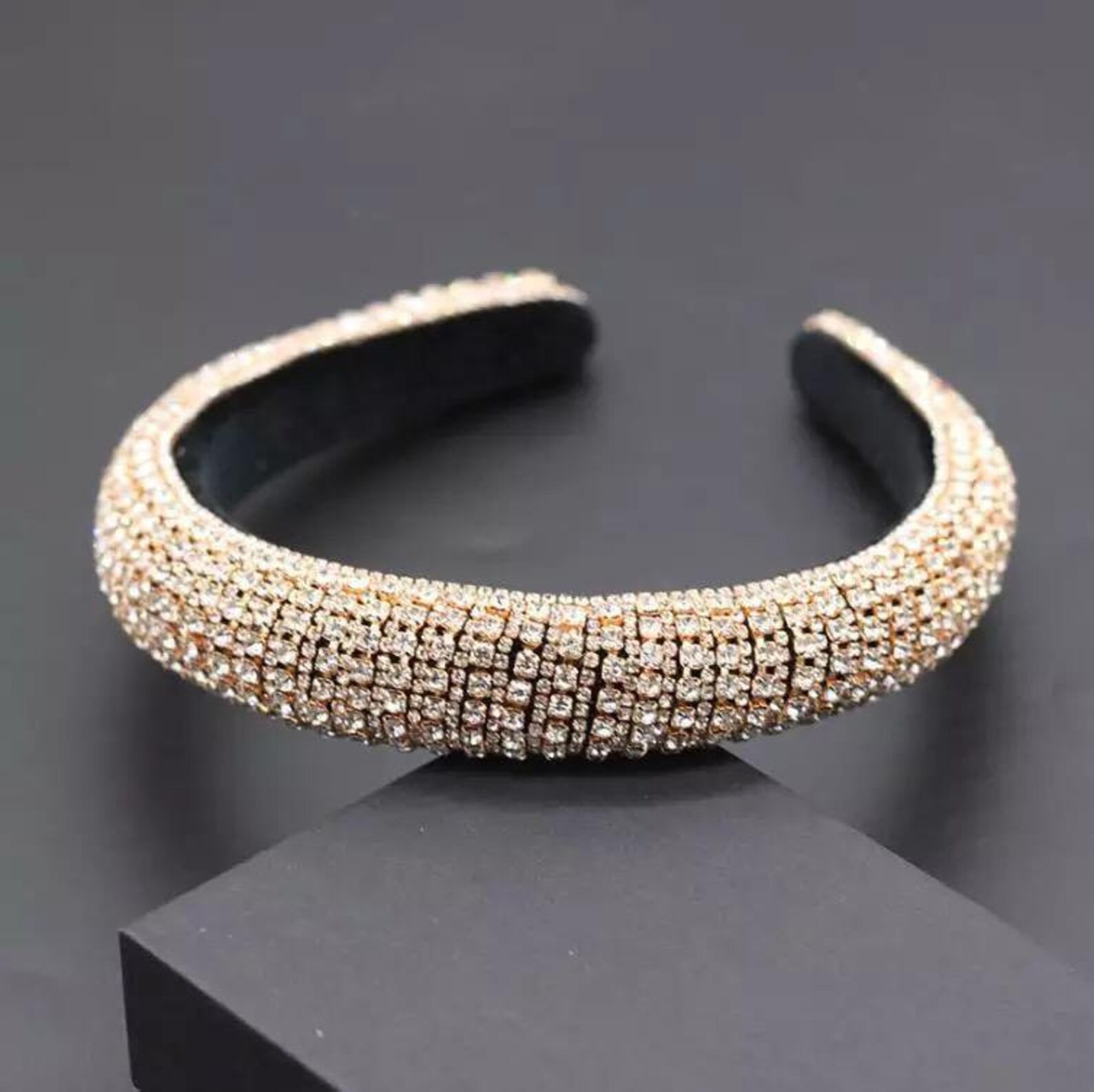 Headbands Bejeweled Padded Rhinestone Statement Headband Etsy