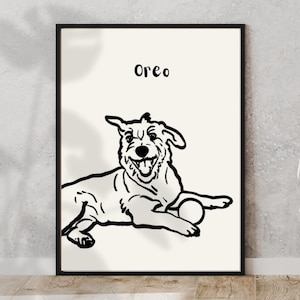 Black and white drawings of dogs|Badly Drawn Dog |Minimalist Pet Portraits| Dog Portrait |Cat Portrait |Unique Pet Portrait|pet wall art