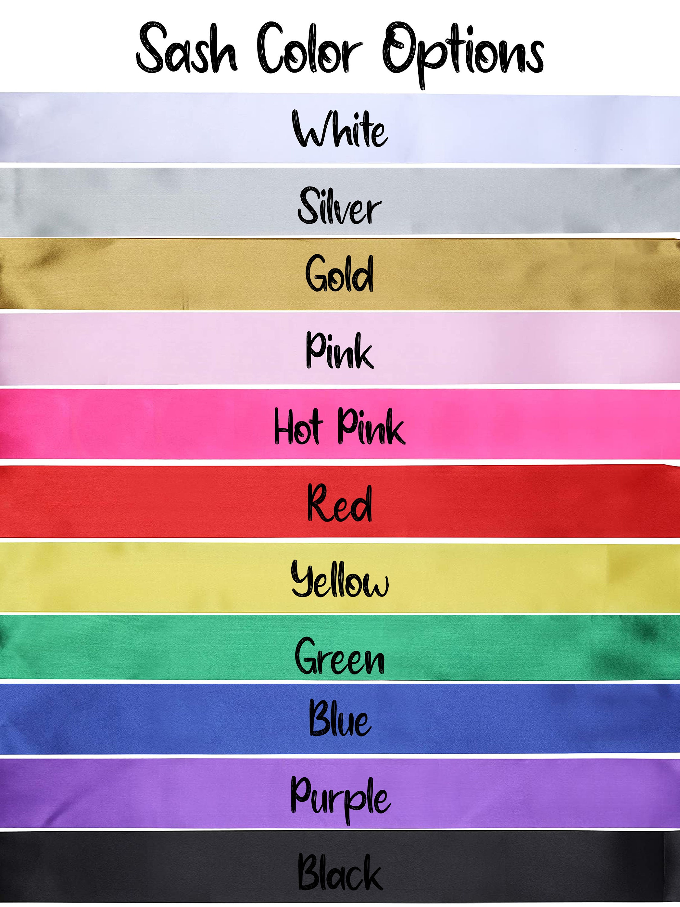 ADULT Custom Satin Sash Pageant Sash Bridal Sash Birthday Sash Custom