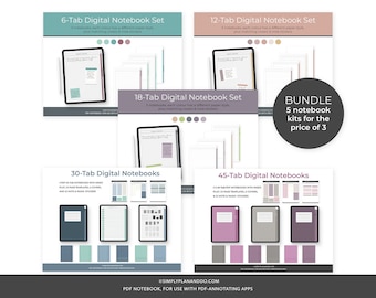 Tabbed Digital Notebook Bundle: For GoodNotes, Notability (PDF)