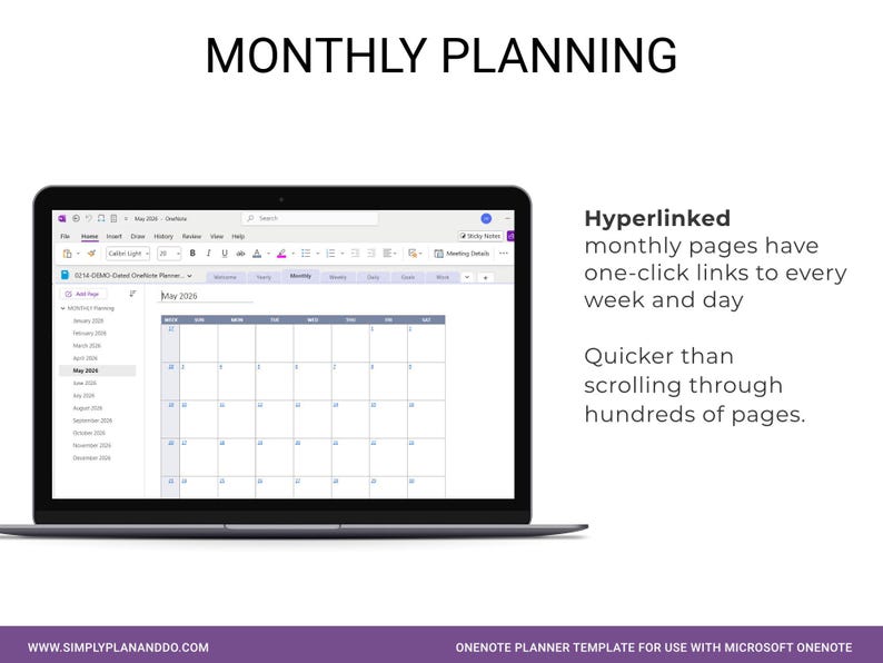 2026 OneNote Planner Template: Daily, Weekly, Monthly image 3