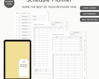 Smart Revision Scheduler Portrait: Portrait, Sun & Mon starts (PDF Download) GoodNotes, Noteshelf, iPad, Tablet