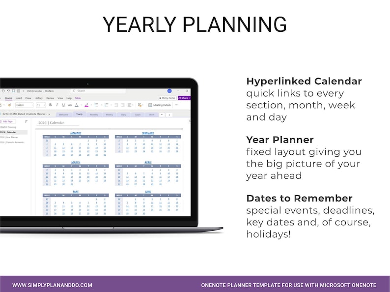 2026 OneNote Planner Template: Daily, Weekly, Monthly image 2