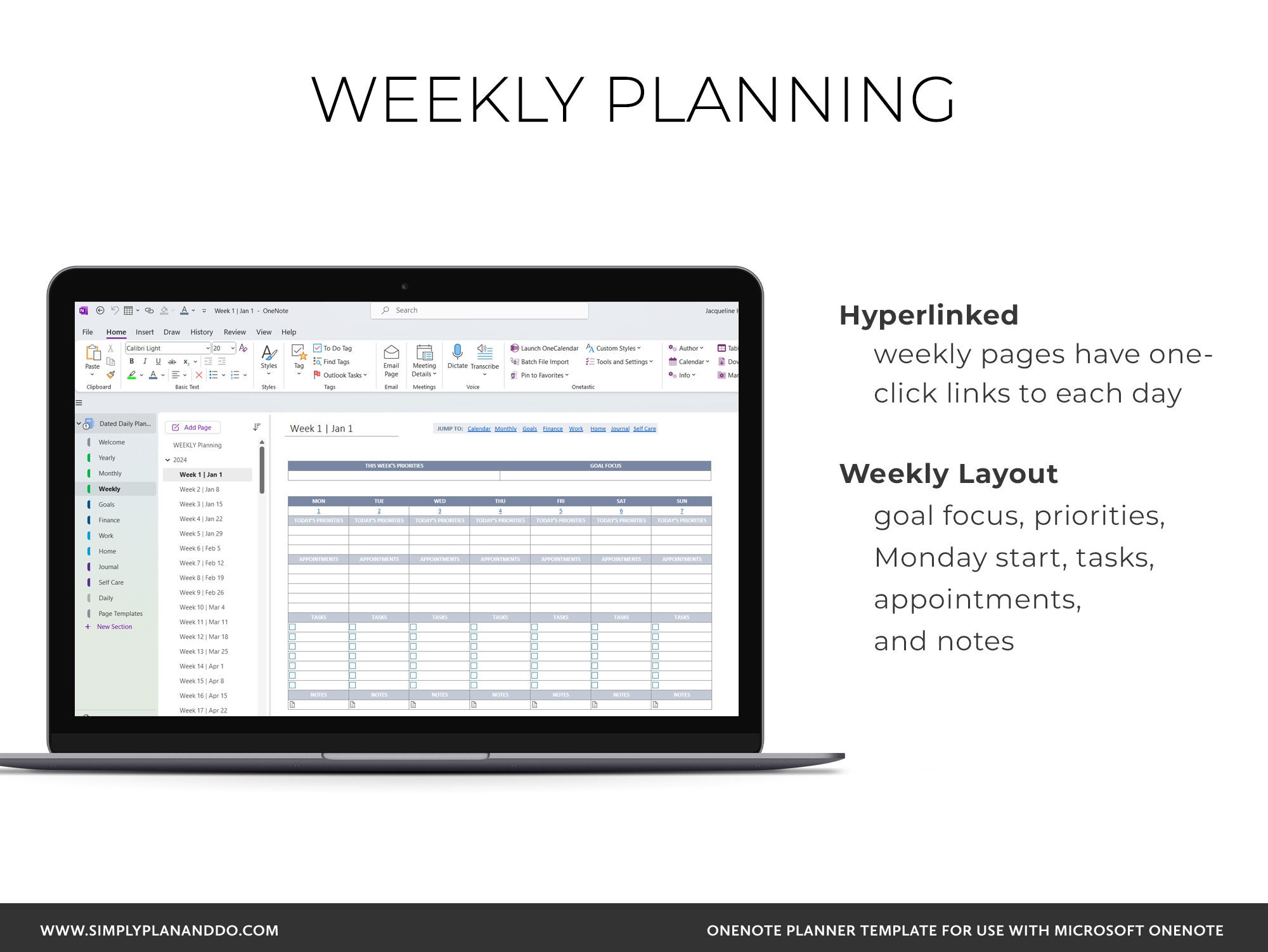 Onenote Template Daily Planner 2024 & 2025, Daily Weekly and Monthly