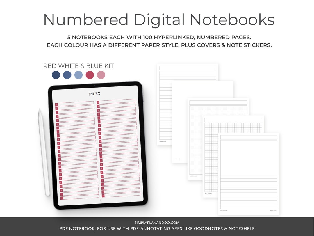 Digital Notebook Set: 100-page Hyperlinked Portrait (PDF) - Etsy