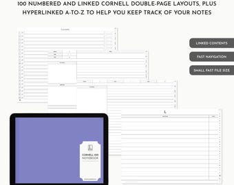 Smart 100 Cornell Notebook: Landscape, (PDF Download) GoodNotes, Noteshelf, iPad, Tablet