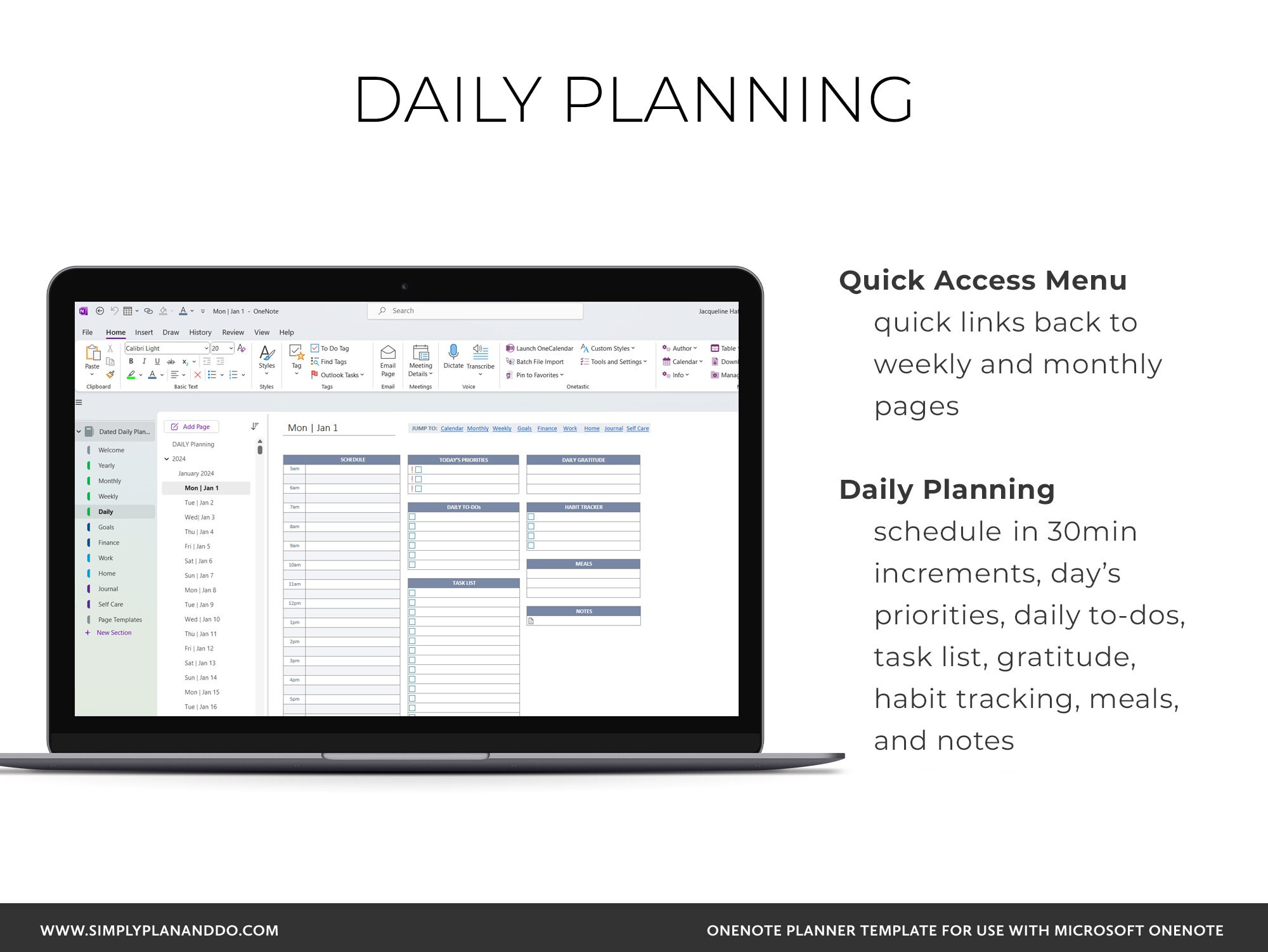 Onenote Template Daily Planner 2025 & 2025, Daily Weekly and Monthly