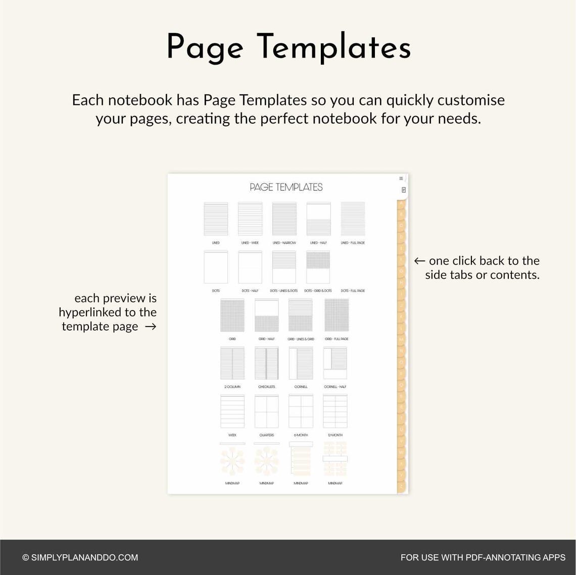 A-to-z Grid Hyperlinked Digital Notebook | Index & Page Templates ...