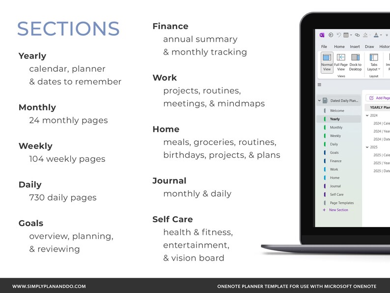 Onenote Template Daily Planner 2024 & 2025, Daily Weekly and Monthly