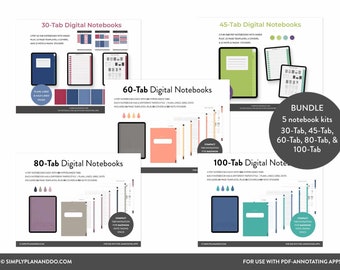 Paquete de cuadernos digitales con pestañas: Para GoodNotes, Notability (PDF)