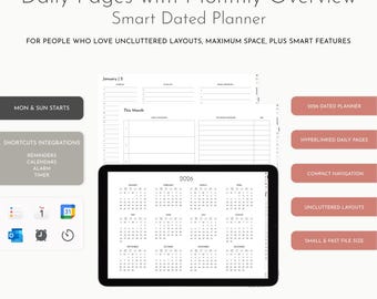 2026 Daily Digital Planner: Hyperlinked Landscape PDF (GoodNotes, Notability)