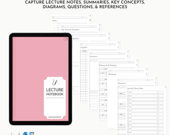 Smart Lecture Notes Notebook: Portrait, (PDF Download) GoodNotes, Noteshelf, iPad, Tablet