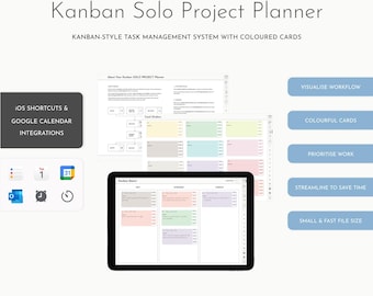 Kanban Solo Planner: Landscape, (PDF Download) GoodNotes, Noteshelf, iPad, Tablet