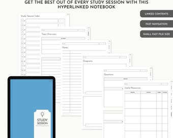 Smart Study Session Notebook: Portrait, (PDF Download) GoodNotes, Noteshelf, iPad, Tablet