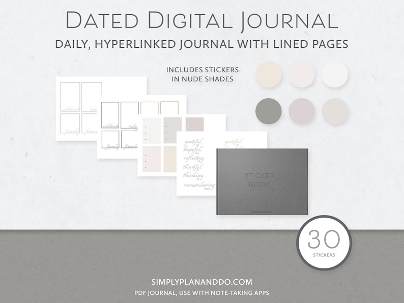 Dated Digital Journal Bundle: Hyperlinked Notebook with Stickers (Goodnotes, Notability, Noteshelf) image 5
