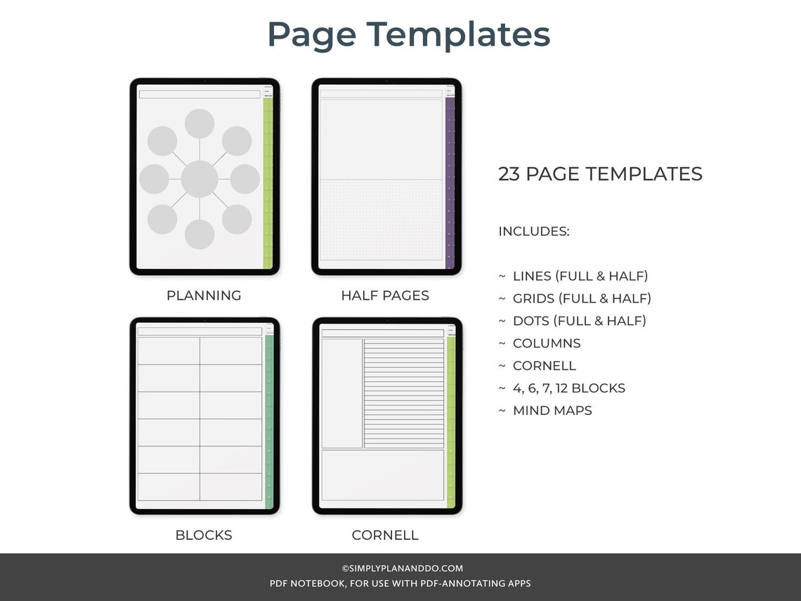 Tabbed Notebook.pdf 30-tab Digital Notebooks: Lined, Plain, Half-lined (PDF) - Etsy