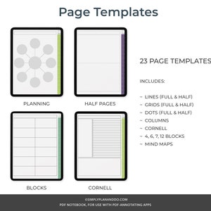 30-tab Digital Notebooks: Lined, Plain, Half-lined (PDF) - Etsy
