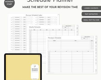 Smart Revision Scheduler Portrait: Landscape, Sun & Mon starts (PDF Download) GoodNotes, Noteshelf, iPad, Tablet