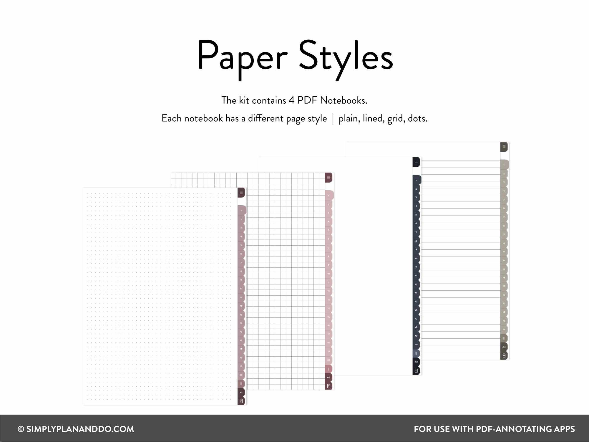Rectangle Notebook.pdf 60-tab Digital Notebooks: Plain, Lined, Dot, Grid (PDF) - Etsy