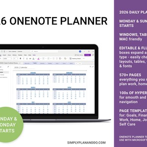 2026 OneNote Planner Template: Daily, Weekly, Monthly image 1